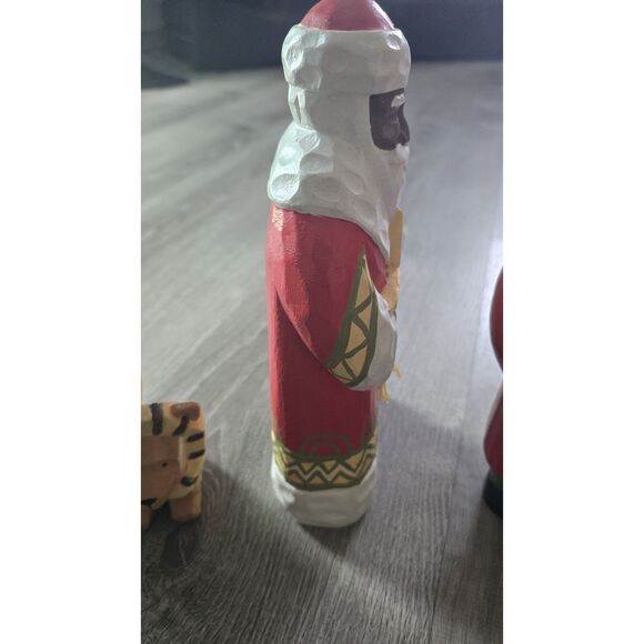 3 Vintage Painted Folk Art Christmas African / Brown Santa Figures Decor 10" - Picture 12 of 16